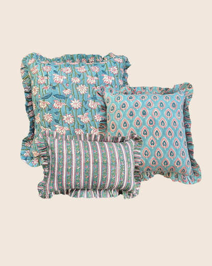 Azure Blossom Square CUSHION