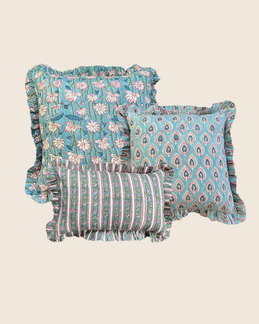 Indige Azure Peacock Cushion Set