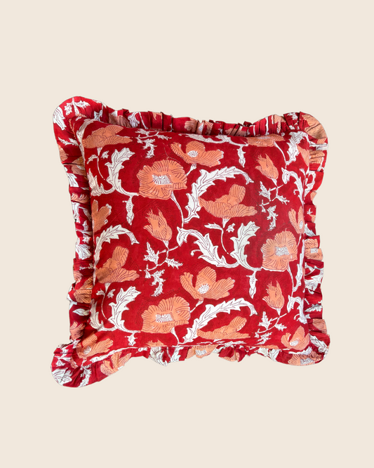 Poppy Flame Square CUSHION